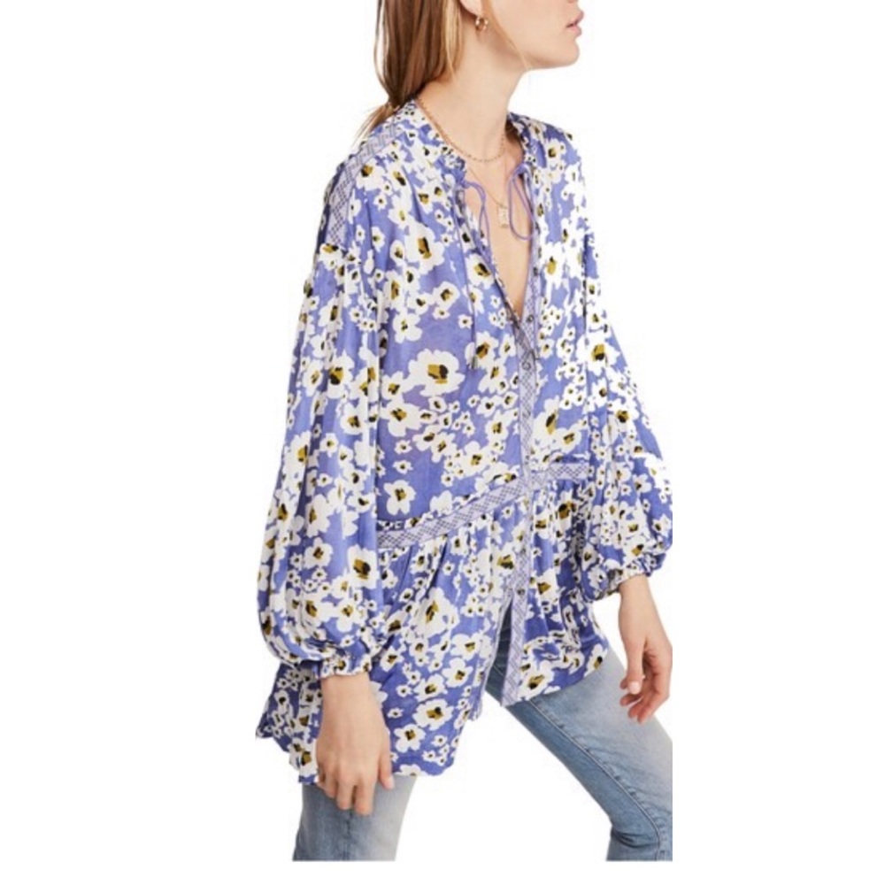 Free People Love Letter Purple Floral Tunic